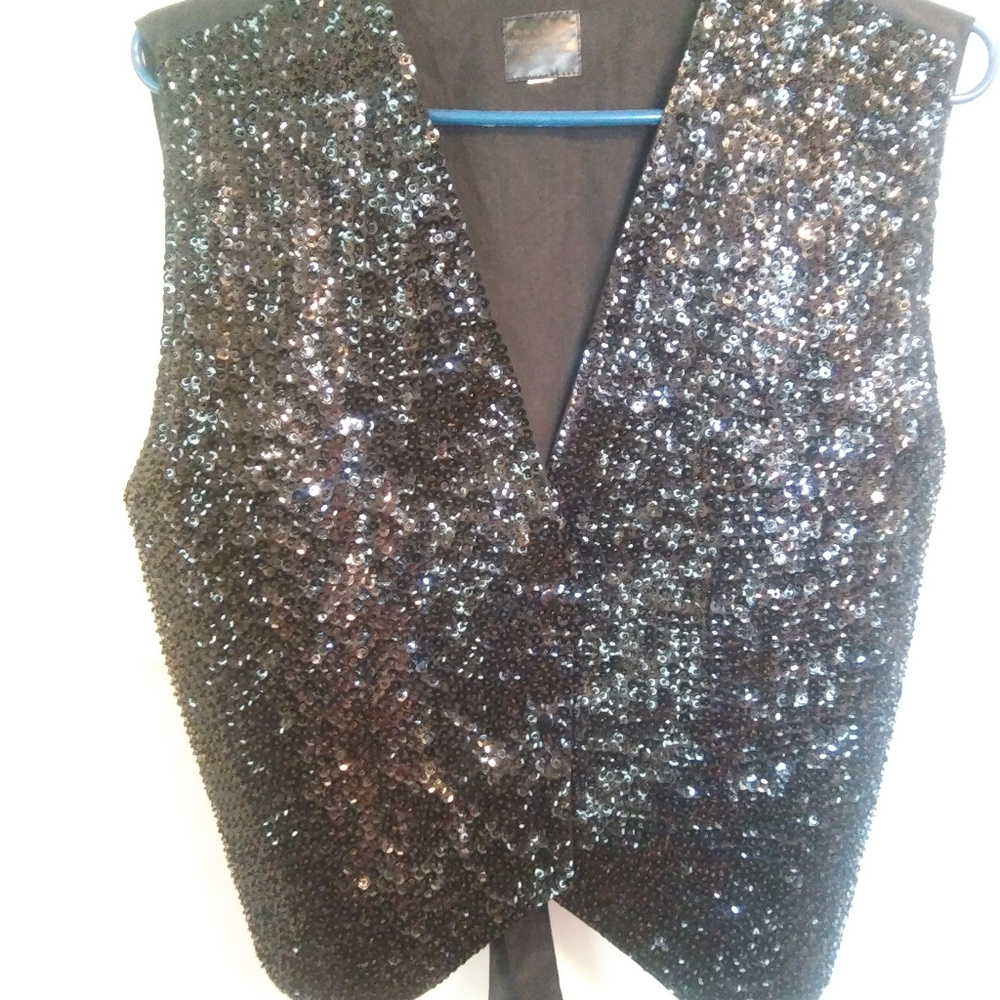 Ladies Black Sequin Vest